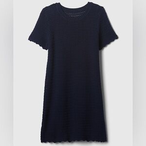 GAP Navy Blue Crochet Knit Mini Dress - Size Large Petite